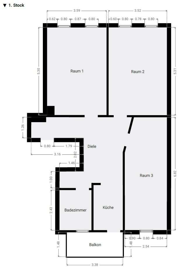 Grundriss 1.OG WE3
